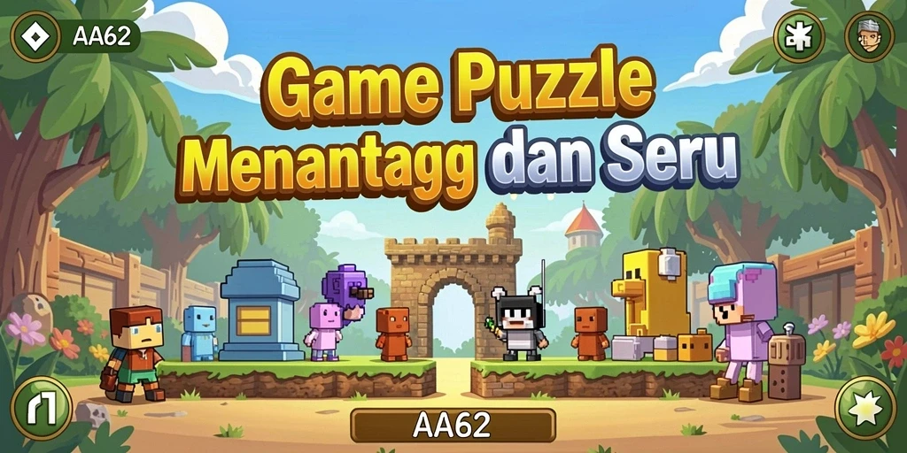 Screenshot gameplay AA62 menunjukkan teka-teki menarik dan grafik yang memikat.