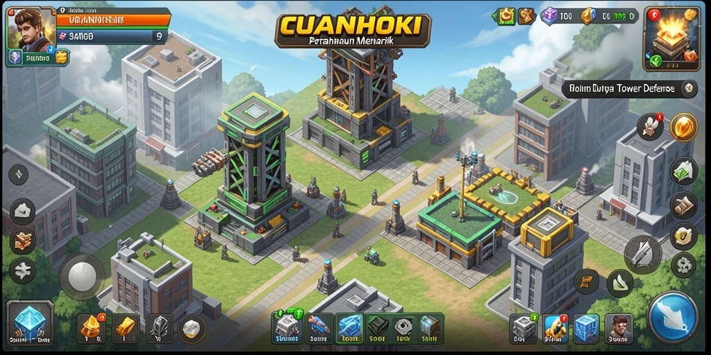 Tampilan gameplay seru dalam CUANHOKI Tower Defense.