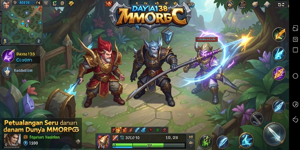 Screenshot utama DAYA138 menampilkan aksi seru dalam pertempuran MMORPG.