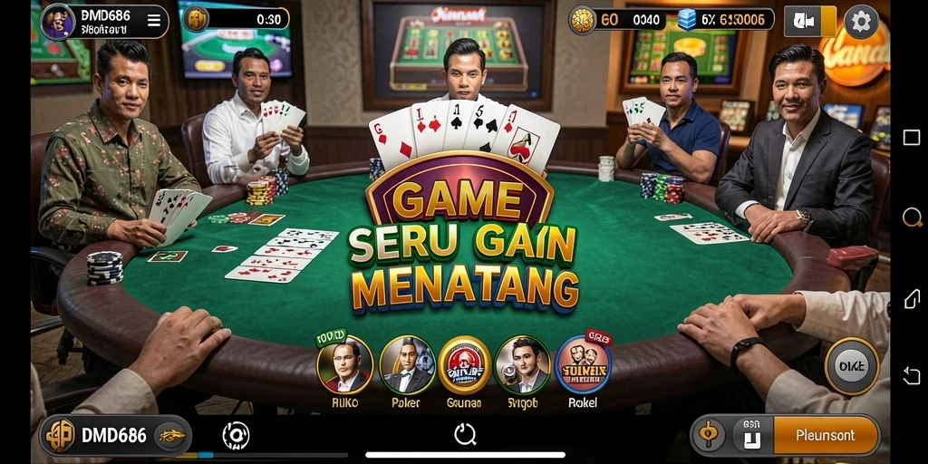 Tampilan menarik dari gameplay DMD686 yang seru dalam permainan Poker.