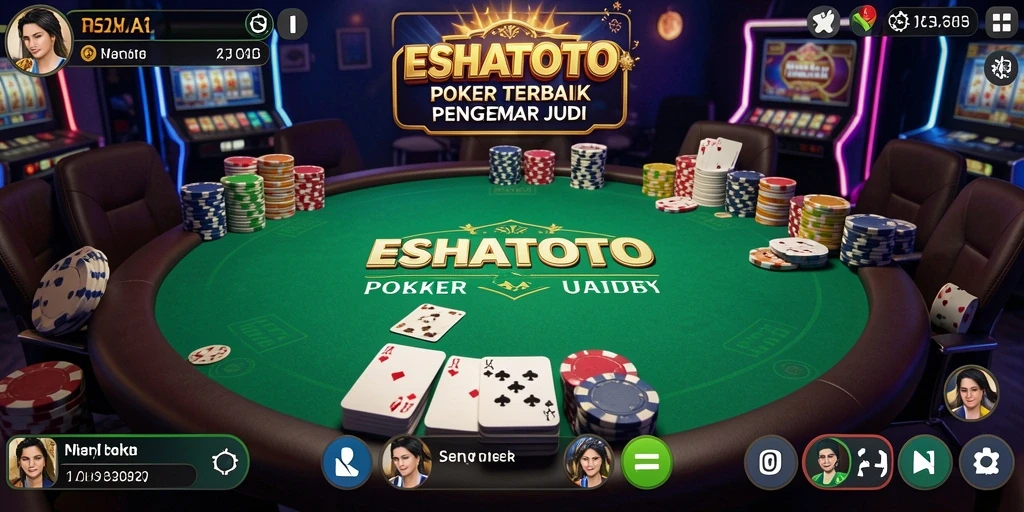 Screenshot ESHATOTO menampilkan gameplay Poker yang menarik dan interaktif.