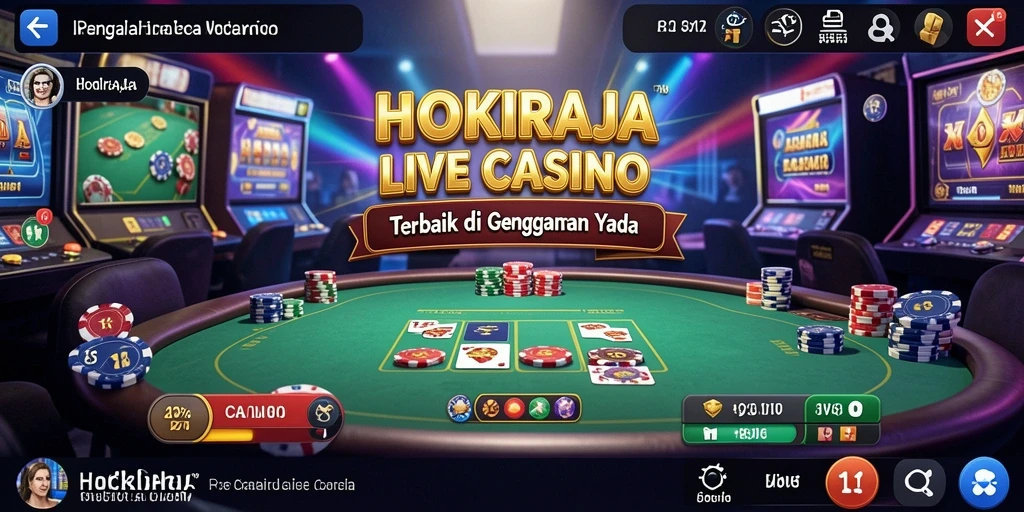 Screenshot HOKIRAJA menunjukkan dealer profesional dan permainan seru yang menghibur.