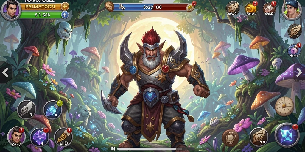 Tampilan gameplay <strong>IRAMATOGEL</strong> saat berperang melawan monster dalam dunia fantastis.