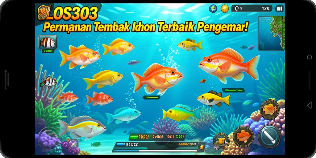 Tampilan gameplay Tembak Ikan yang penuh warna dan menarik.