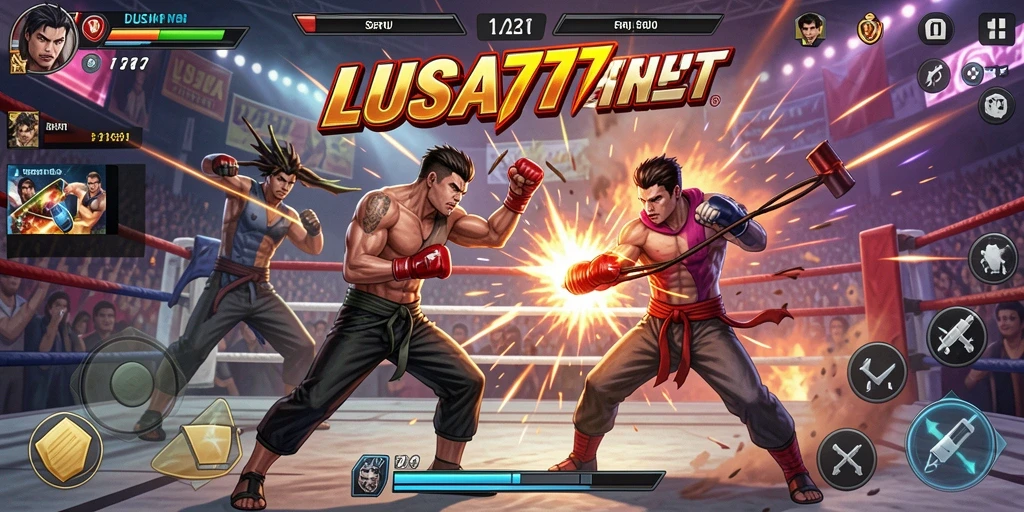 Tampilan gameplay LUSA777 dengan aksi pertarungan seru yang mendebarkan.