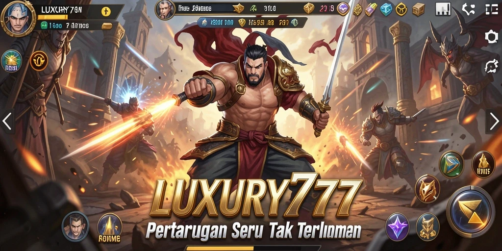 Tampilan gameplay intens LUXURY777 dengan aksi bertarung yang seru.