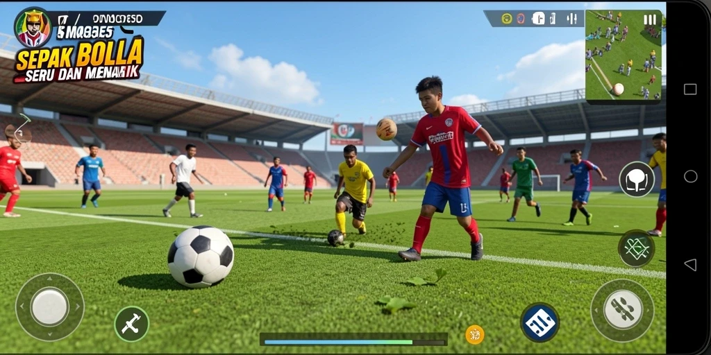 Tampilan seru gameplay sepak bola di ME355 yang memukau.