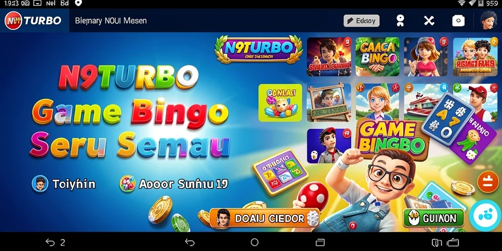 Gameplay N9TURBO yang seru dengan berbagai tema Bingo.