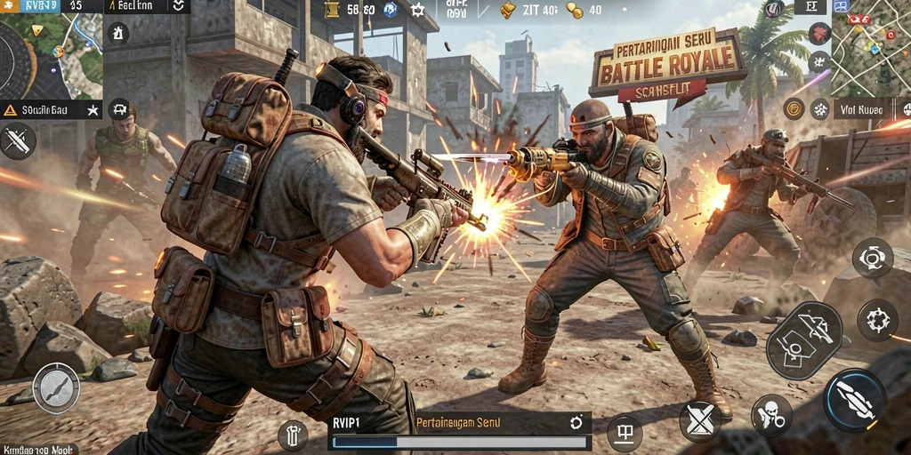Tampilan seru gameplay Battle Royale di RVIP1.