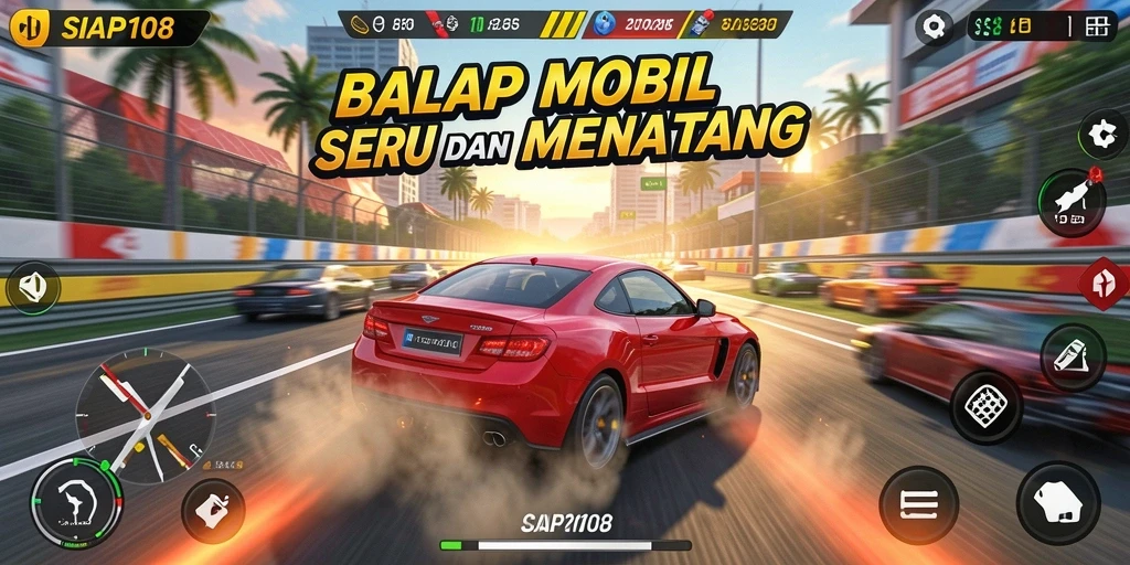 Tampilan gameplay seru dari SIAP108 dengan aksi balapan yang intens.
